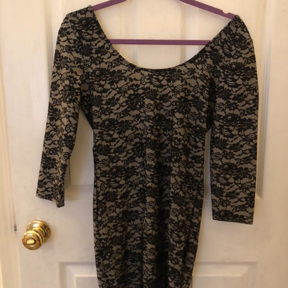 Black Lace Patterned Dress